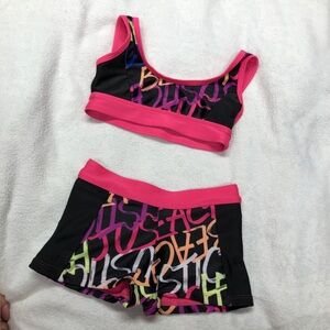 Justice Like New Pink & Black Boy Short Bikini XS(4-5)